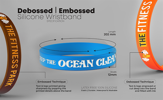 debossed silicone wristbands details